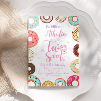 Zwei süße Niedliche Donuts 2. Geburtstag Einladung