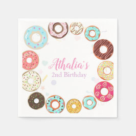 Zwei süße Niedliche Donuts 2. Geburtstagspapier Serviette