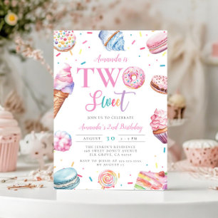 Zwei süße Pastel Pink Donut Candy 2. Geburtstag Einladung