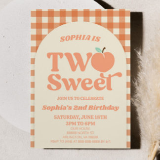 Zwei süße Pfirsichfarben Orange Pink 2. Geburtstag Einladung