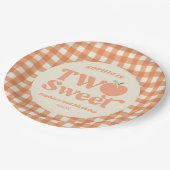 Zwei süße Pfirsichfrüchte Zweites Party Pappteller (Schrägansicht)