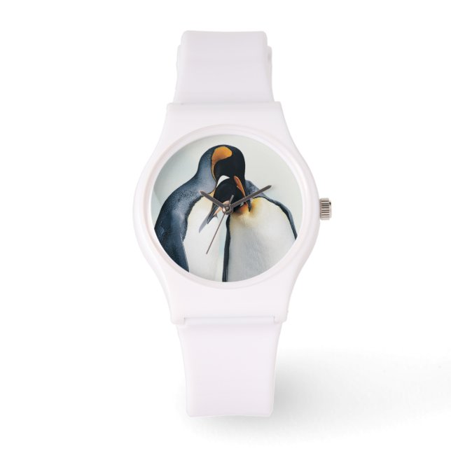 Zwei süße Pinguine Armbanduhr (Vorderseite)