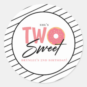 Zwei süße Pink Doughnut 2. Geburtstag Runder Aufkleber