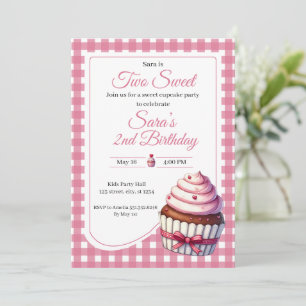 Zwei süße rosa Cupcake Mädchen 2. Geburtstagsfeier Einladung