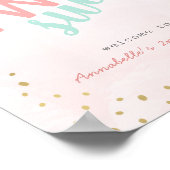 Zwei süße Rosa Donut 2. Geburtstag Begrüßungszeich Poster (Ecke)