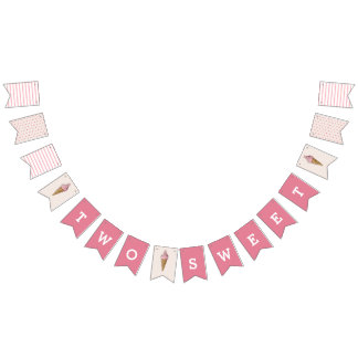 Zwei süße rosa Eiscreme-Banner Wimpelkette