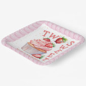 ZWEI Süße! Rosa Girl Strawberry 2. Geburtstag Pappteller (Gewinkelt)