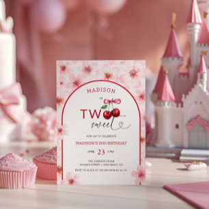 Zwei süße rosa Kirschblüten zum 2. Geburtstag Einladung