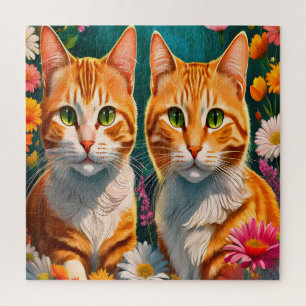 Zwei süße rote getigerte Katzen Puzzle