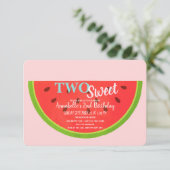 Zwei süße Wassermelonen Kinder zum zweiten Geburts Einladung (Stehend Vorderseite)