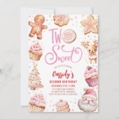 Zwei süße Weihnachtskekse Mädchen 2. Geburtstag Pa Einladung (Vorderseite)