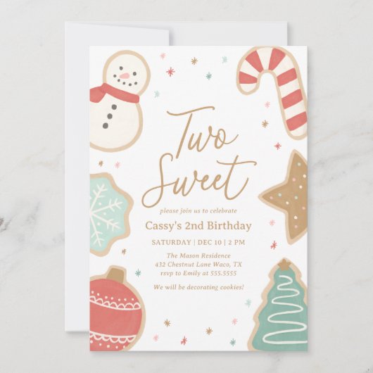 Zwei süße Weihnachtskost 2. Geburtstag Einladung (Vorderseite)