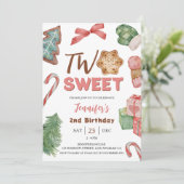 Zwei Süße! Winter Weihnachten 2. Geburtstag Einladung (Stehend Vorderseite)