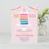 Zwei süße zweite Geburtstagskuchen Einladung (Stehend Vorderseite)