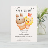 Zwei Süßeis zum zweiten Geburtstag Einladung (Stehend Vorderseite)