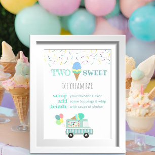 Zwei Süßigkeiten mit blauem Eis Party Dessert Bar Poster