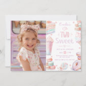 Zwei Süßspeisen in Pastell Foto 2. Geburtstag Einladung (Vorderseite)