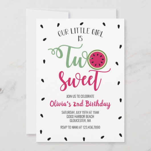 Zwei Süßwassermelonen 2. Geburtstag Einladung (Vorderseite)