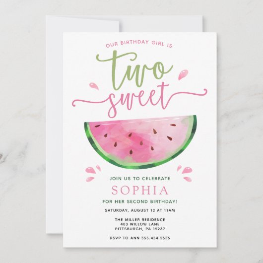 Zwei Süßwassermelonen zum Geburtstag Einladung (Vorderseite)