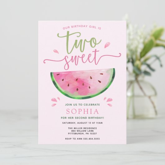 Zwei Süßwassermelonen zum Geburtstag Einladung (Stehend Vorderseite)