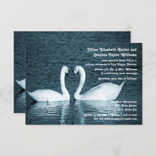 Zwei Swans Foto - 3x5 Hochzeitsankündigung Einladung (Vorne/Hinten)