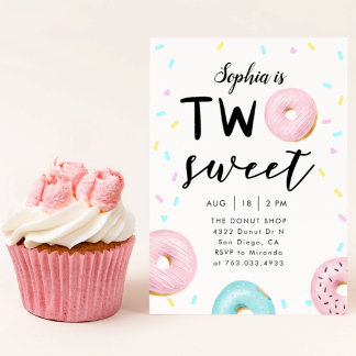 Zwei Sweet 2. Donut Thema Geburtstagsparty Einladung