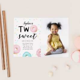 Zwei Sweet 2. Donut Thema Geburtstagsparty Foto Einladung