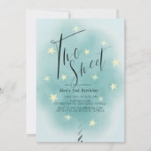 Zwei Sweet Aquamarin Cotton Candy Boy 2. Geburtsta Einladung (Vorderseite)