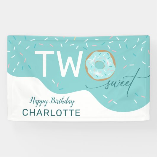 Zwei Sweet Aquamarin Zuckerguss Girls 2. Geburtsta Banner (Horizontal)
