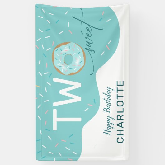 Zwei Sweet Aquamarin Zuckerguss Girls 2. Geburtsta Banner (Vertikal)