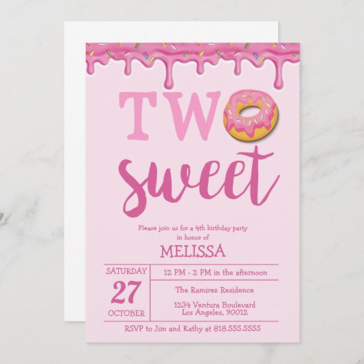 Zwei Sweet Birthday Einladung (Vorne/Hinten)