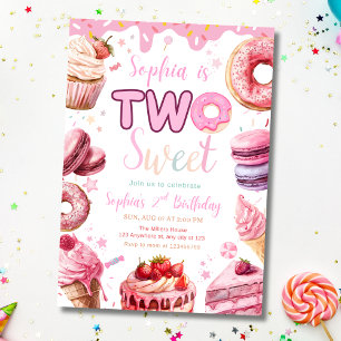 Zwei Sweet Birthday Invite, 2. Geburtstag Girl Don Einladung