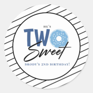 Zwei Sweet Blue Doughnut 2. Geburtstag Runder Aufkleber