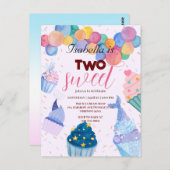 Zwei Sweet cupcake Ballon Meerjungfrau 2. Geburtst Postkarte (Vorne/Hinten)