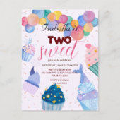 Zwei Sweet cupcake Ballon Meerjungfrau 2. Geburtst Postkarte (Vorderseite)