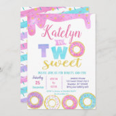Zwei Sweet Donut 2. Geburtstag Einladungen (Vorne/Hinten)