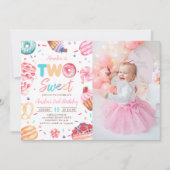Zwei Sweet Donut Candy 2. Geburtstag Foto Einladung (Vorderseite)