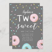 Zwei Sweet Donut Thema Geburtstagsparty Einladung (Vorne/Hinten)