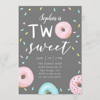 Zwei Sweet Donut Thema Geburtstagsparty Einladung