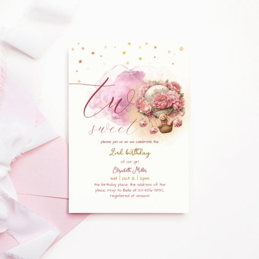 Zwei Sweet Enchanting Balloon Girl 2. Geburtstag Einladung