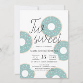 Zwei Sweet Green Donut Boy 2. Geburtstag Einladung (Vorderseite)