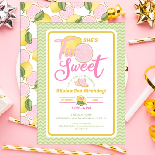 Zwei Sweet Lemon 2. Geburtstag Einladung