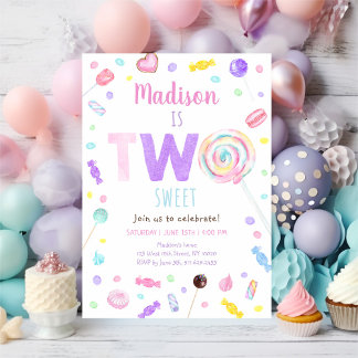 Zwei Sweet Lollipop Candy Birthday Einladung