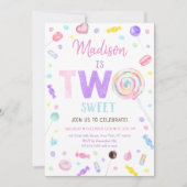 Zwei Sweet Lollipop Candy Birthday Einladung (Vorderseite)