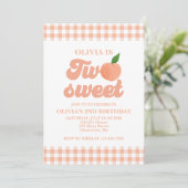 Zwei Sweet Peach 2. Geburtstag Einladung (Stehend Vorderseite)