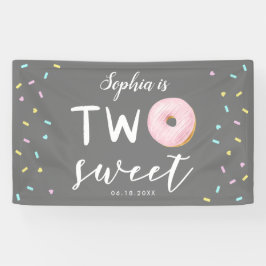 Zwei Sweet Pink Donut 2. Geburtstag Party Banner