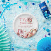 Zwei Sweet Pink Donut Girl 2. Geburtstag Pappteller (Party)