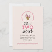 Zwei Sweet Second Birthday Party Einladung (Vorderseite)