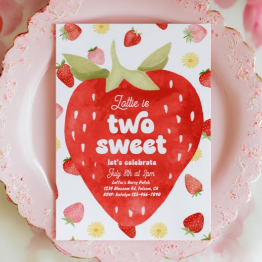 Zwei Sweet Strawberry 2. Geburtstag Einladungen