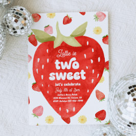 Zwei Sweet Strawberry 2. Geburtstag Einladungen